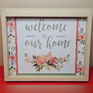 Floral "Welcome to Our Home" Wall Art - Handcrafted